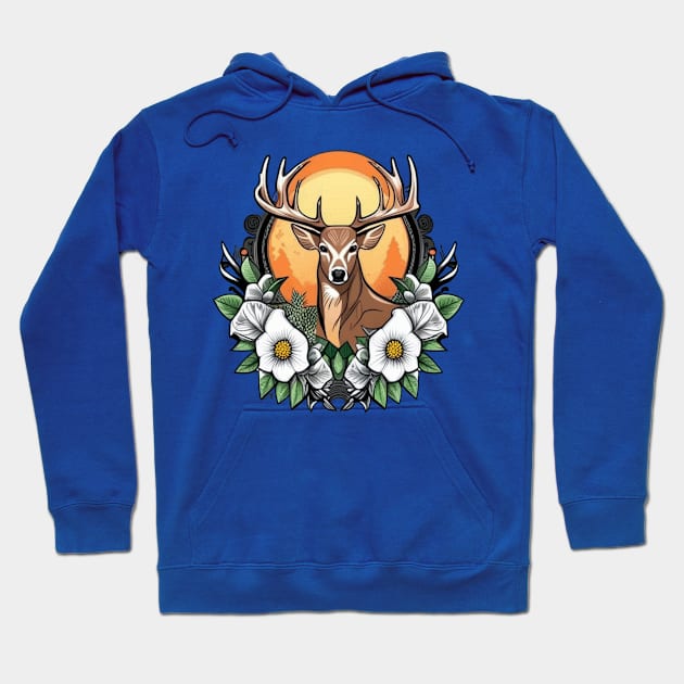 Cartoon Tattoo Art Of A Deer With Georgia Rose Hoodie by taiche